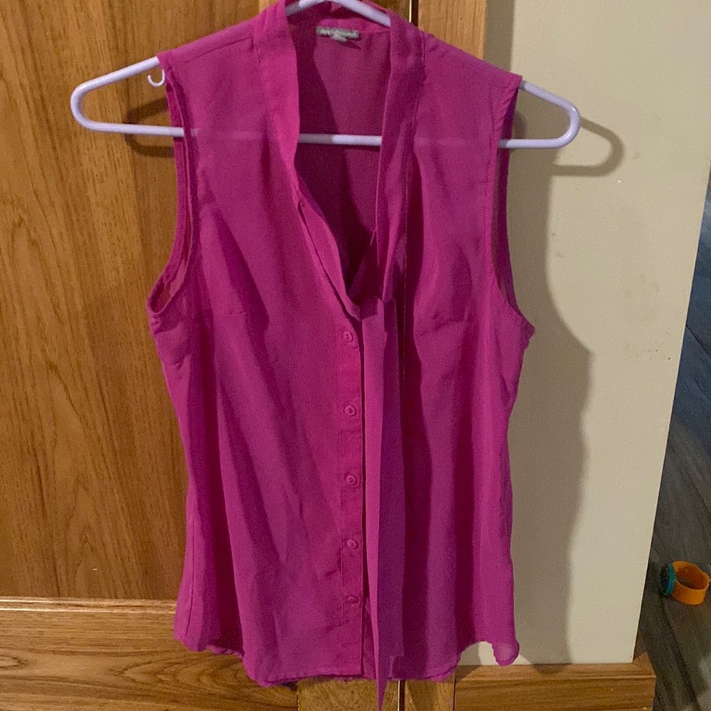 Purple sheer button-up tank top